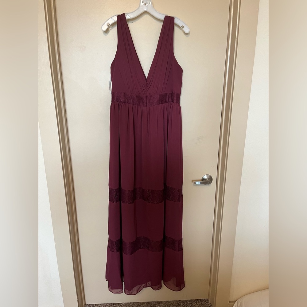 Maroon floor length formal/bridesmaid dress